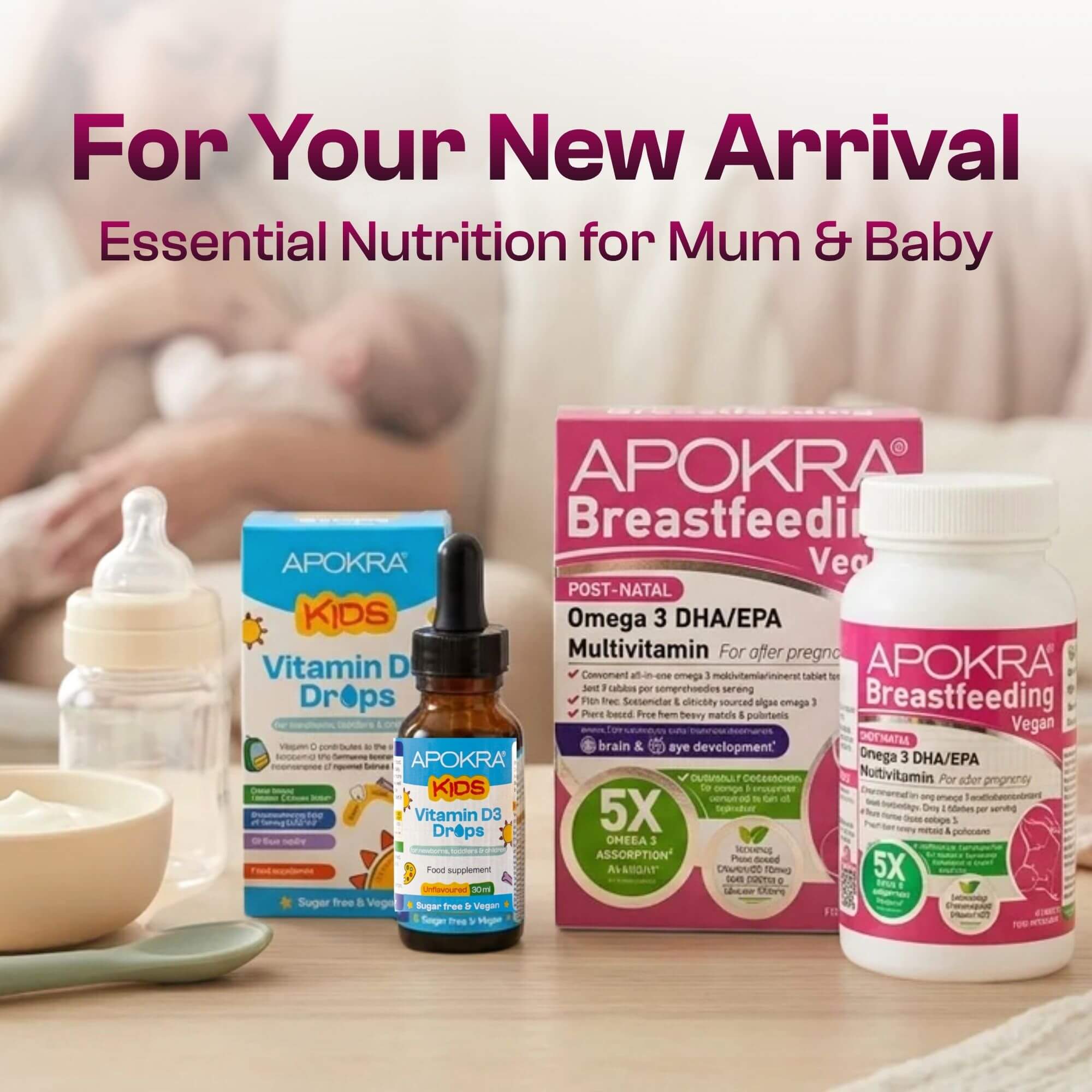 APOKRA Vegan Post-natal Omega 3 DHA/EPA Multivitamin Tablets