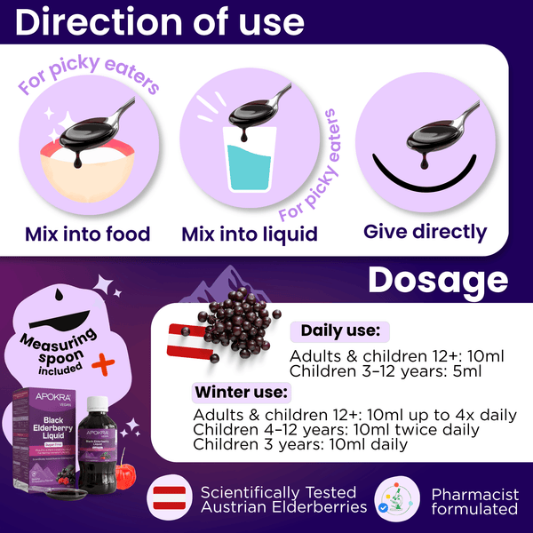 APOKRA Elderberry Syrup Sugar Free Plus Vitamin C and Zinc 150ml