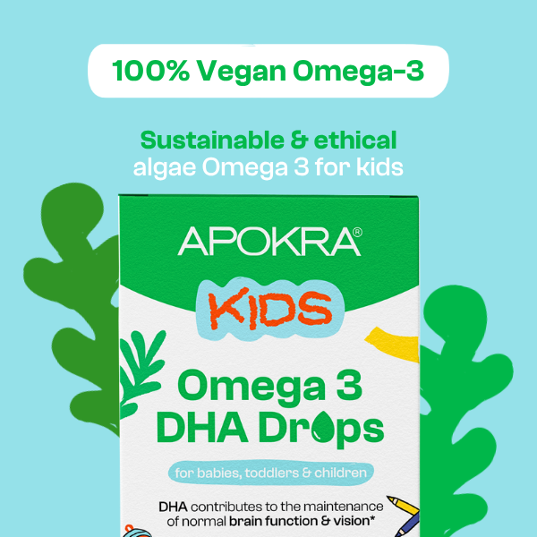 3 X APOKRA Kids Vegan Omega 3 DHA Drops