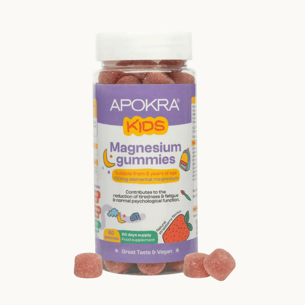 APOKRA Kids Magnesium 150mg plus Vitamin B6 gummies, ages 6+
