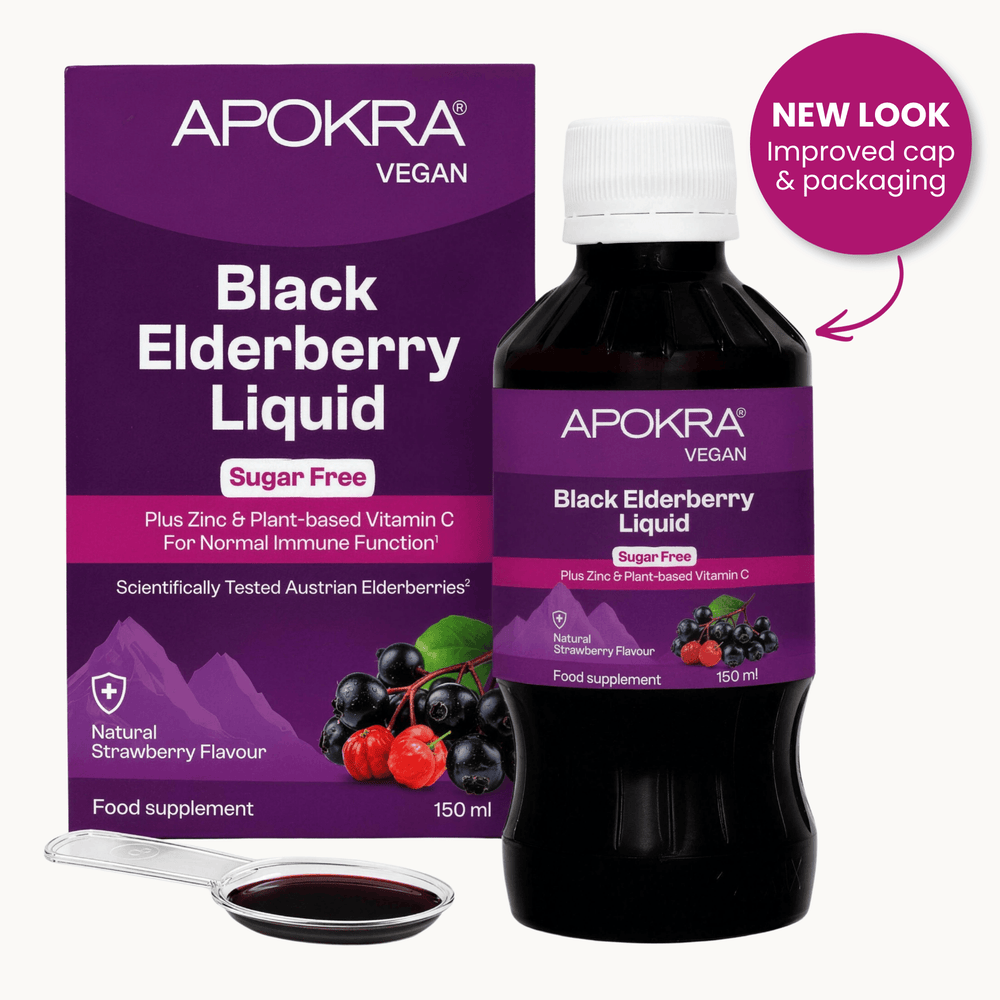 APOKRA Elderberry Syrup Sugar Free Plus Vitamin C and Zinc 150ml