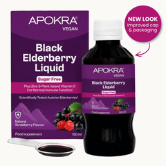 APOKRA Elderberry Syrup Sugar Free Plus Vitamin C and Zinc 150ml