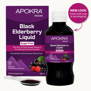 APOKRA Elderberry Syrup Sugar Free Plus Vitamin C and Zinc 150ml