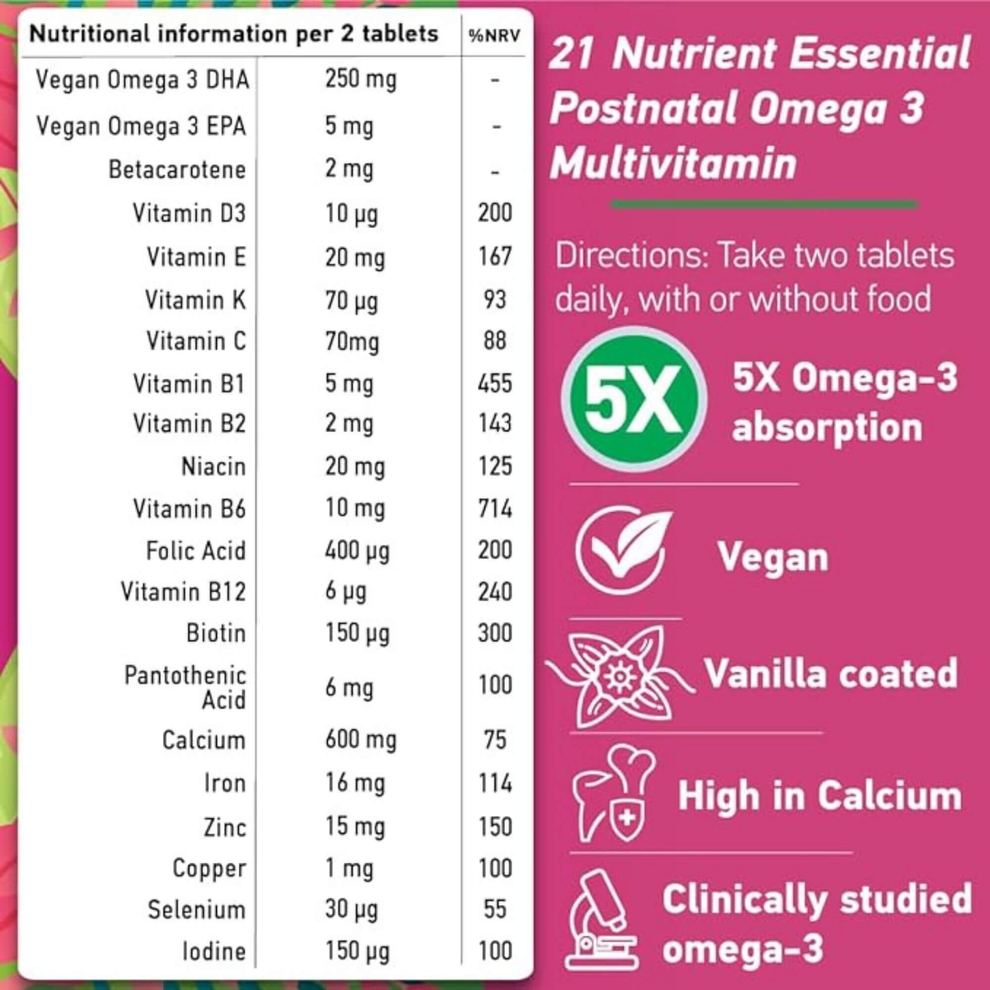 APOKRA Vegan Post-natal Omega 3 DHA/EPA Multivitamin Tablets
