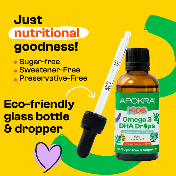 3 X APOKRA Kids Vegan Omega 3 DHA Drops