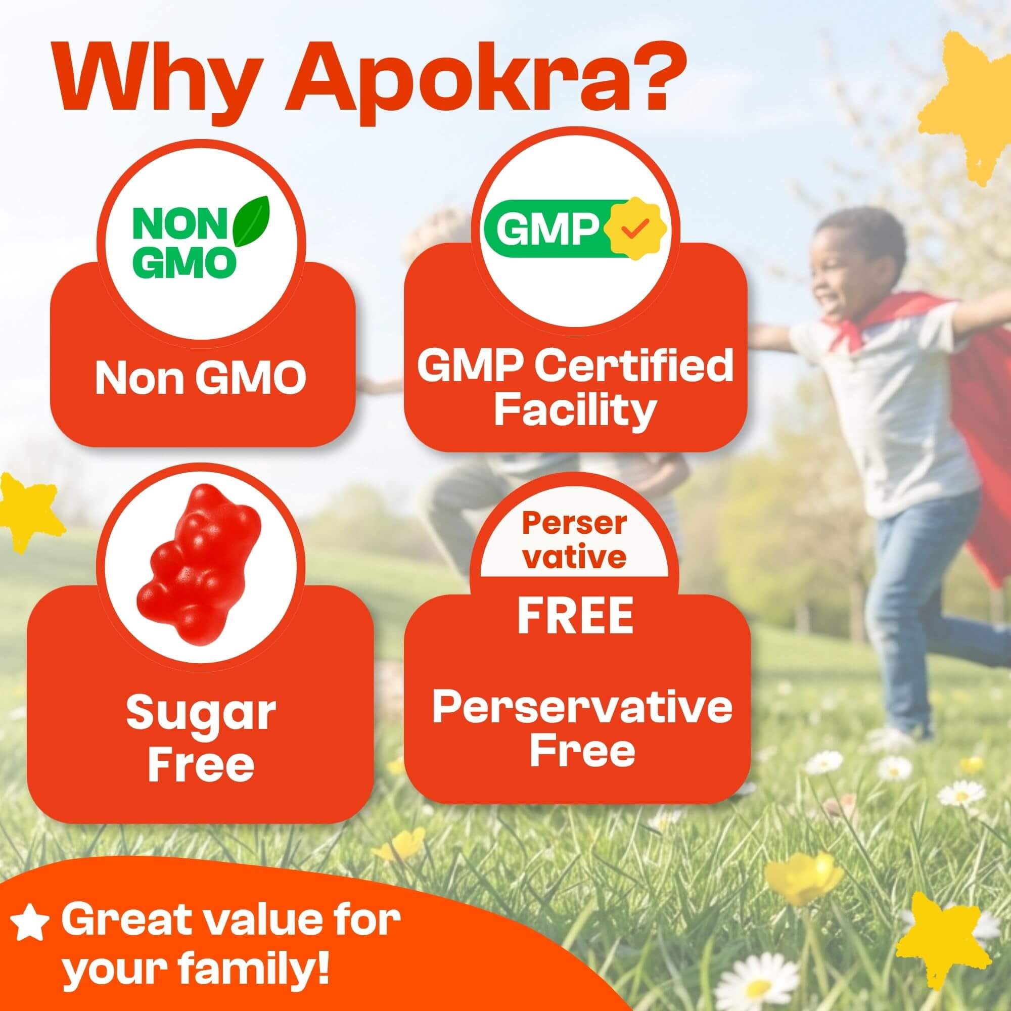 APOKRA Kids Vegan Multivitamin Gummies 3-Pack | Daily Vitamins A-C-D-E-B Complex | Natural Strawberry Flavour | 3-Month Supply