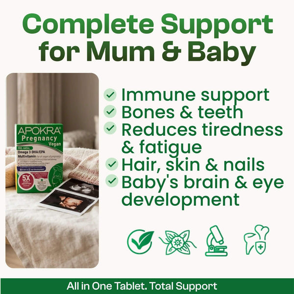 APOKRA Vegan Prenatal multivitamin tablets – lifestyle image