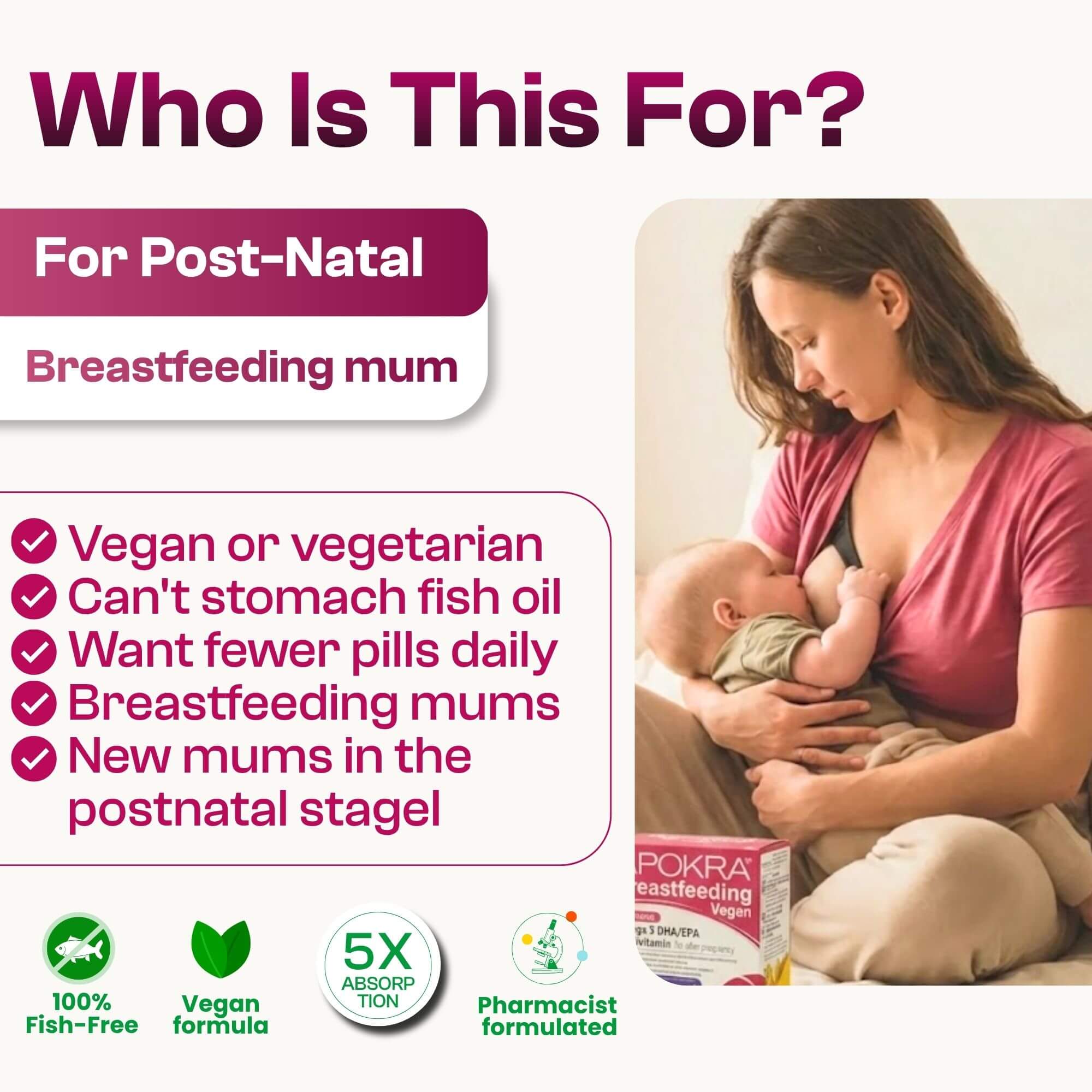 APOKRA Vegan Post-natal Omega 3 DHA/EPA Multivitamin Tablets