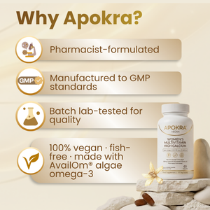 APOKRA VEGAN WOMEN'S MULTIVITAMIN HIGH CALCIUM + OMEGA 3 DHA TABLETS