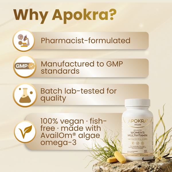APOKRA VEGAN ADVANCED WOMEN'S MULTIVITAMIN + OMEGA 3 DHA TABLETS