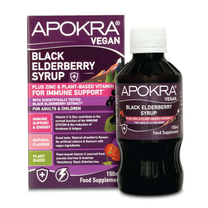 APOKRA Black Elderberry Syrup with Vitamin C and zinc, 150ml