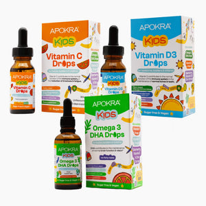 APOKRA Kids Bundle Vitamin C Drops, DHA Drops & Vitamin D3 Drops