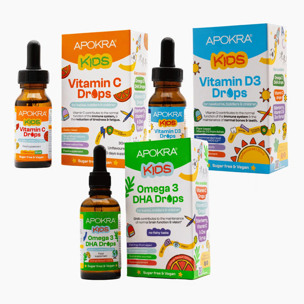 APOKRA Kids Bundle Vitamin C Drops, DHA Drops & Vitamin D3 Drops