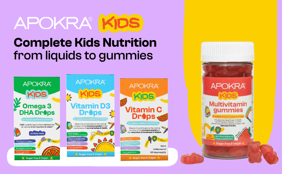 APOKRA® Kids Vegan Multivitamin Gummies – 30 Gummies