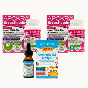 APOKRA Breastfeeding Vitamins bundle, 2-month supply with free Vitamin D3 drops