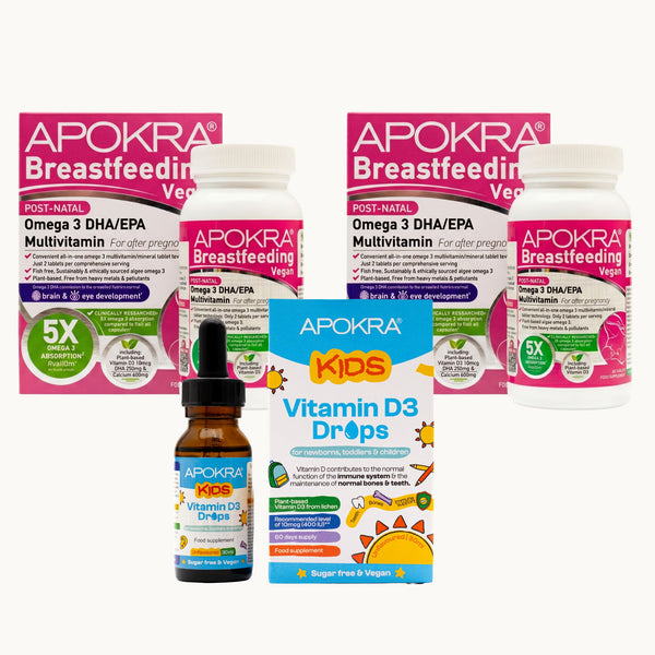 APOKRA Breastfeeding Vitamins bundle, 2-month supply with free Vitamin D3 drops
