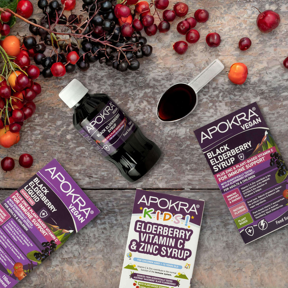 APOKRA Black Elderberry Syrup with Vitamin C and zinc, 150ml