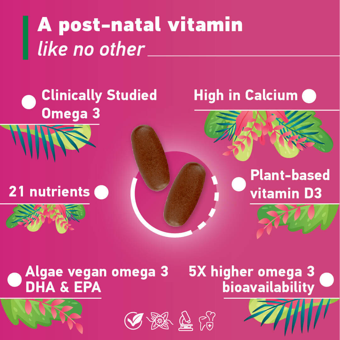 APOKRA Vegane postnatale Omega-3-DHA/EPA-Multivitamintabletten