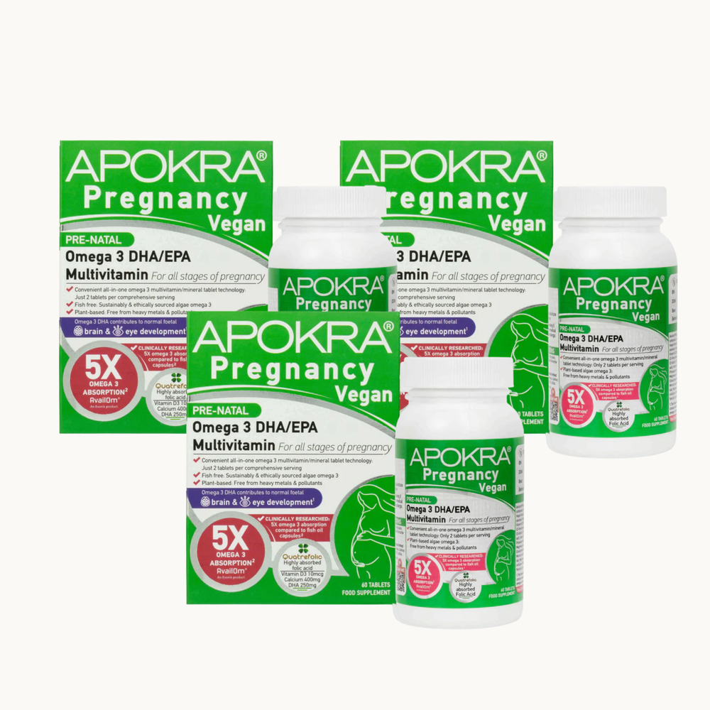 APOKRA Pregnancy Bundle — Vegan Prenatal Vitamins + Omega-3 DHA/EPA | Save 54%