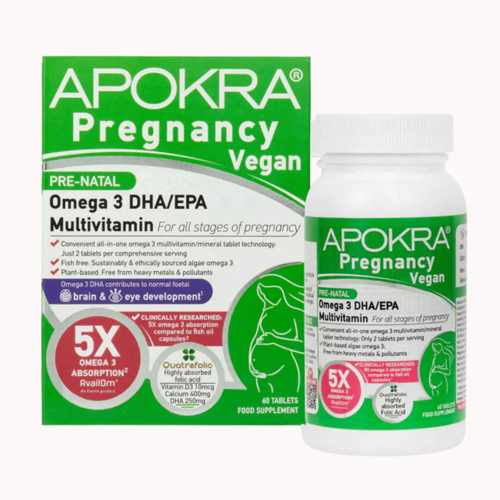 APOKRA Vegan Prenatal Omega-3 DHA/EPA multivitamin tablets