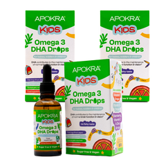 Confezione 3x APOKRA Gocce di Omega 3 DHA Vegan per Bambini
