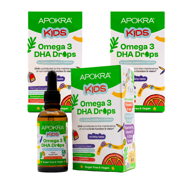Confezione 3x APOKRA Gocce di Omega 3 DHA Vegan per Bambini