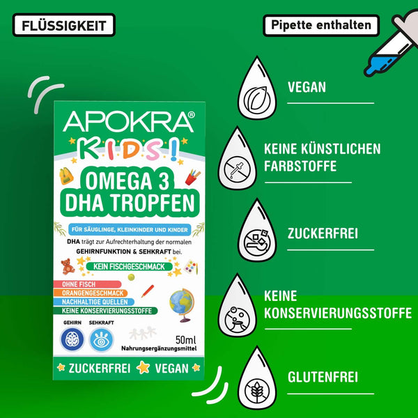 APOKRA Veganes Omega-3 Algenöl für Kinder – Inhaltsstoffe