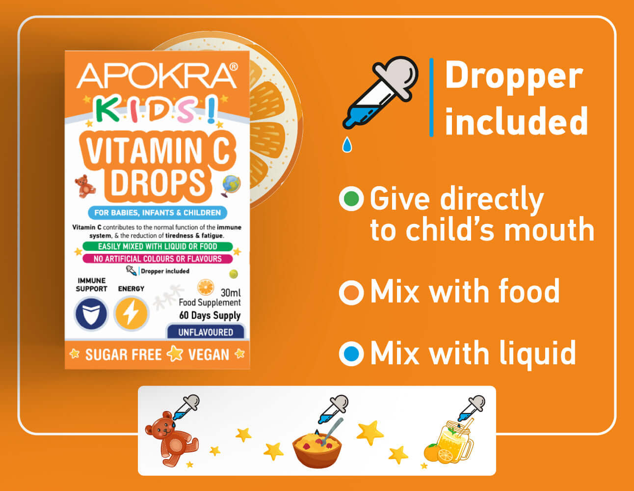 Vitamin C drops can be mixed with food & liquid - APOKRA