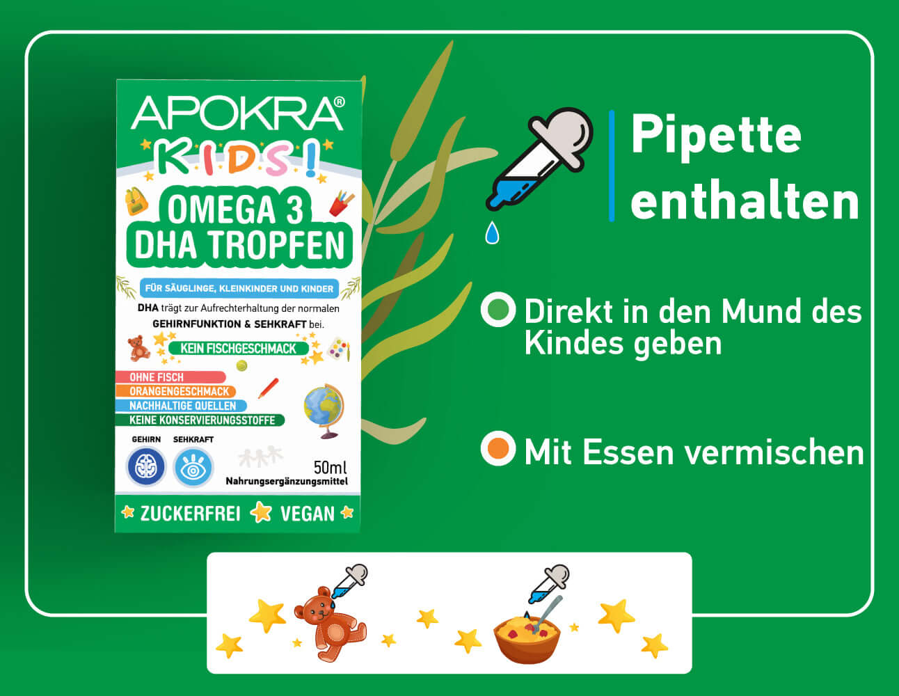 Omega 3 für Kinder Vegan | Algenöl Omega 3