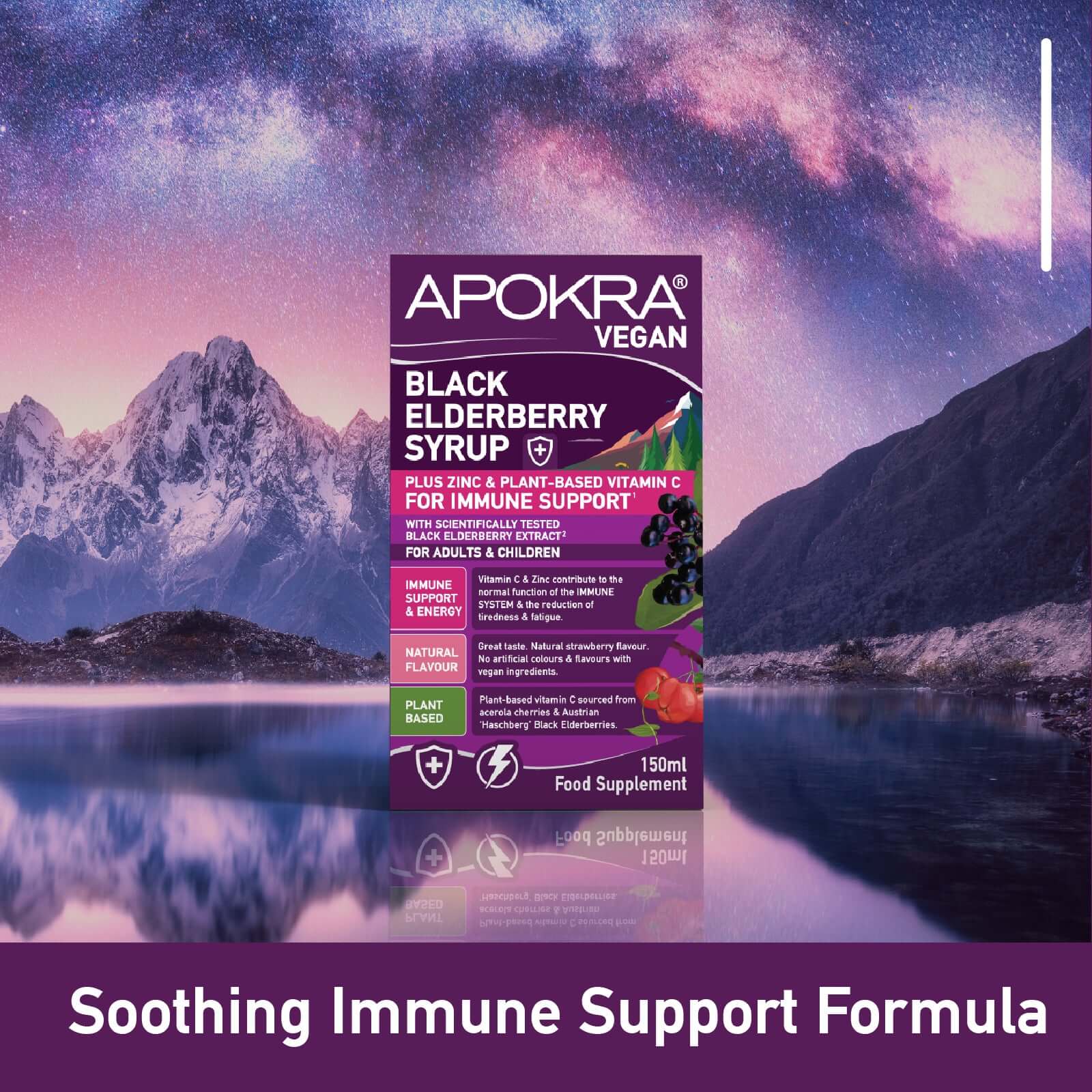 APOKRA Elderberry syrup with 150ml bottle strawberry flavour